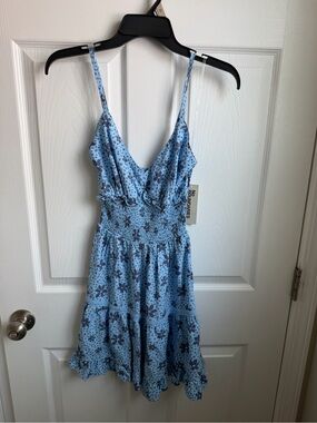 No Boundaries Light Blue Floral Smocked Sundress